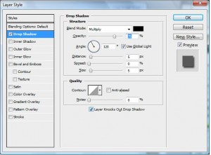 drop shadow setting